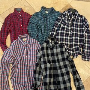 5 J. Crew Men's Casual Plaid Button-Down Shirts